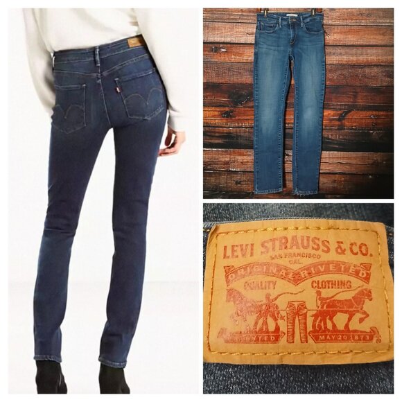 Levis Jeans Size 28 Mid Rise Skinny Blue Denim Stretch - Picture 1 of 10